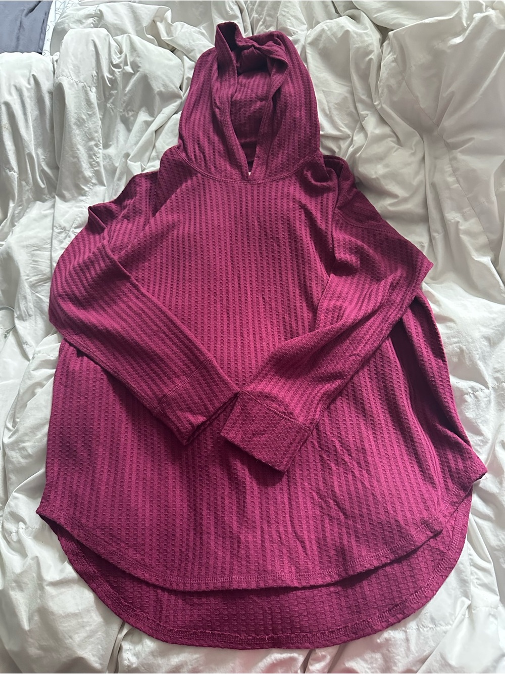 XL like new! Chaser Hooded Waffle-Knit Pullover Top - Magenta